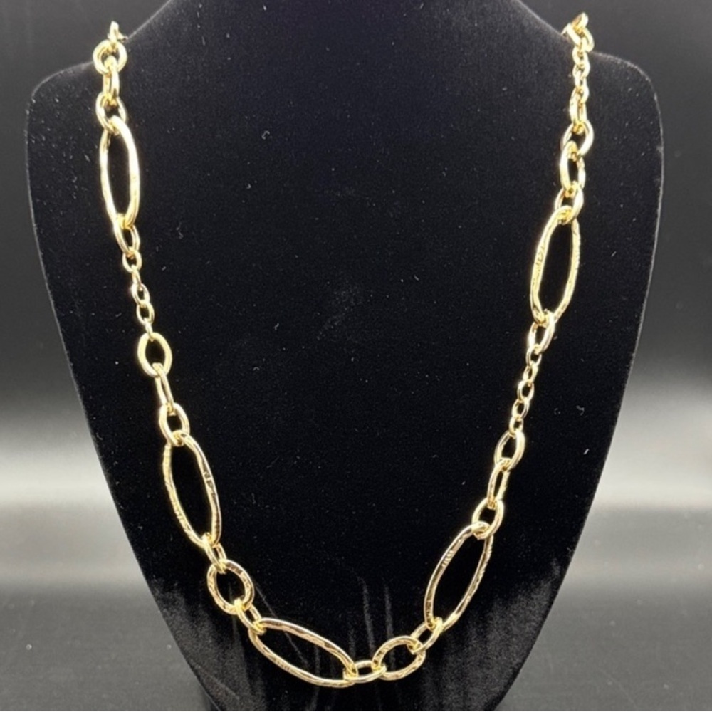 Banana Republic Factory Gold Hammered Ovals Geometric Statement Necklace NWT